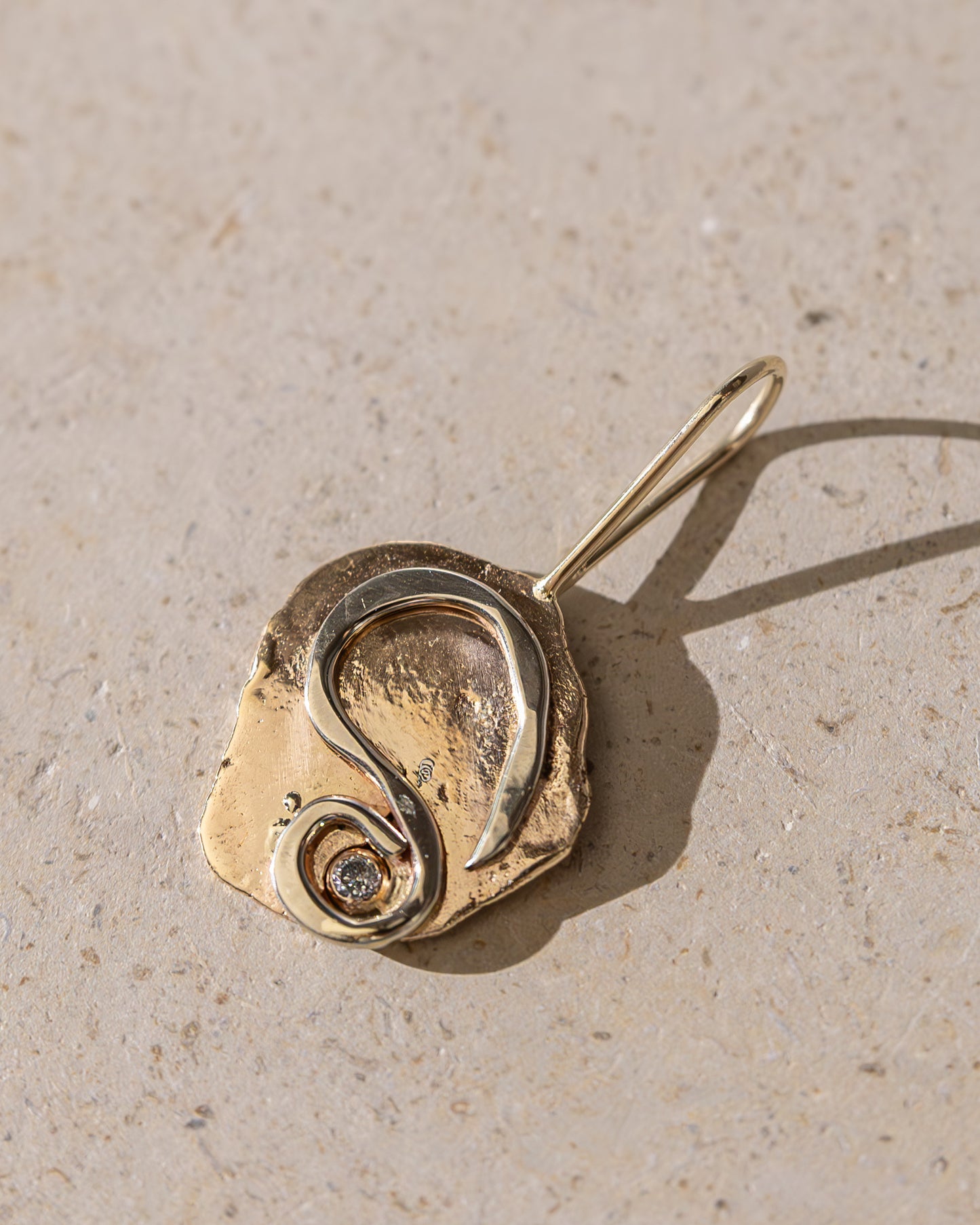 Rolled-out Pendant with Sterling Silver Embellishment, 14k