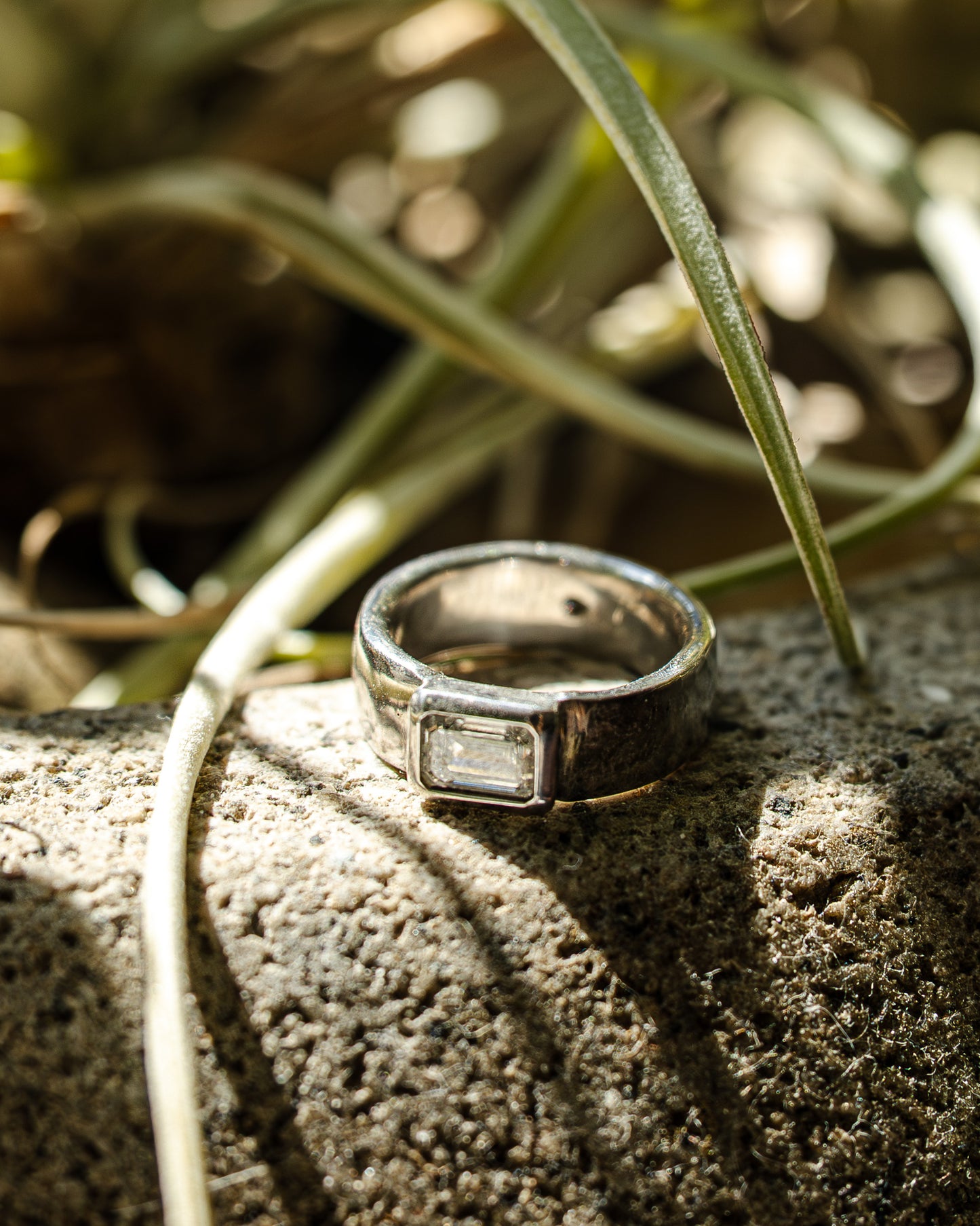 Emerald Cut 14kw (White Gold) Band