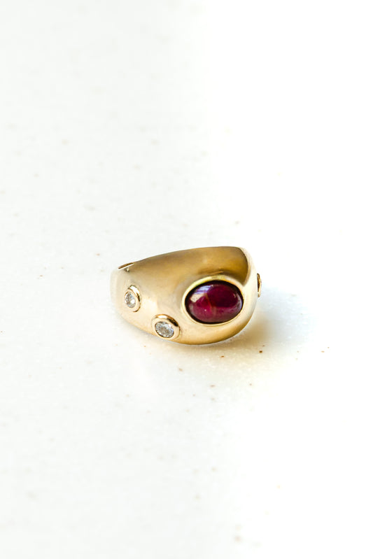 Pinky Ring with Ruby and Diamonds