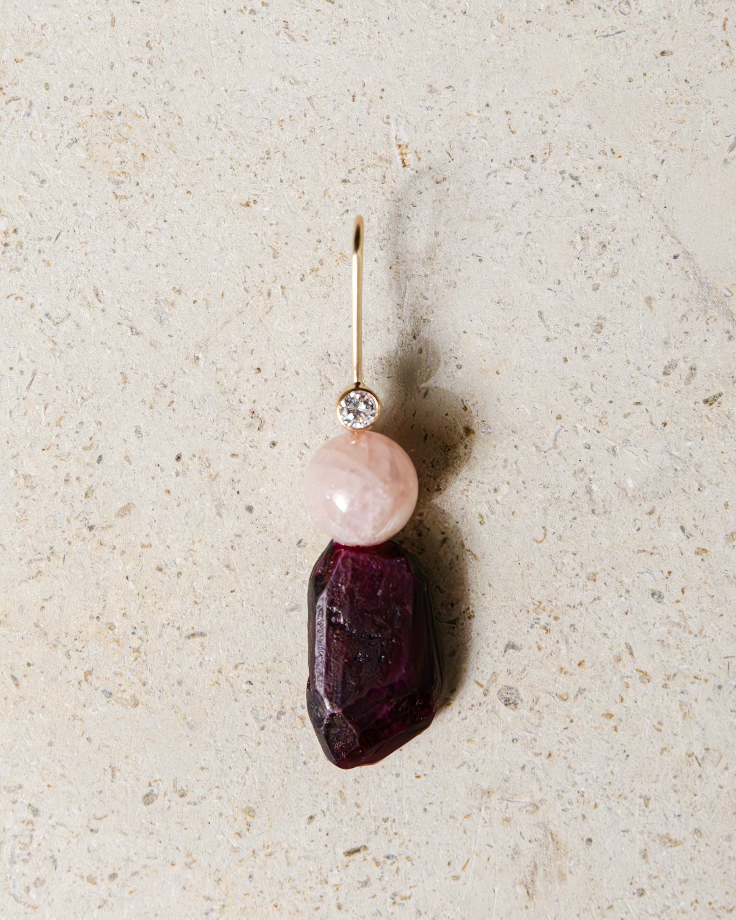 Ruby and Pink Morganite Pendant with Diamond, 14k