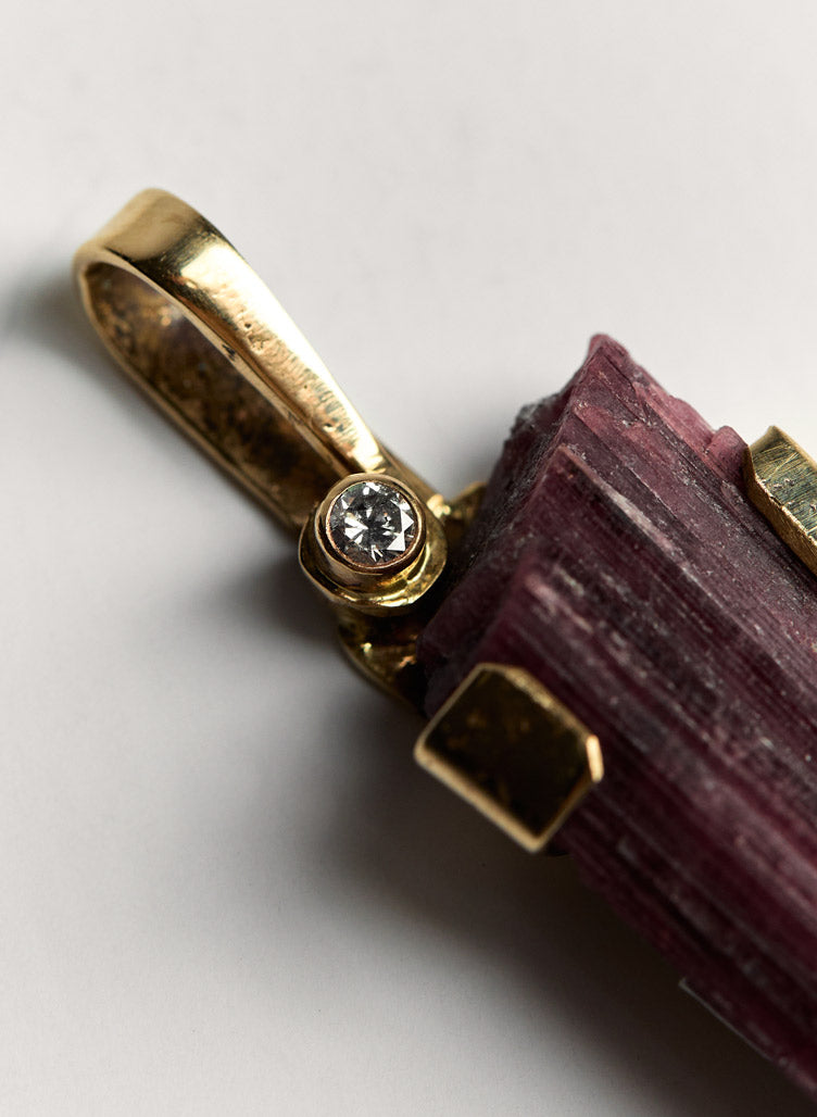Rubellite Pendant, 14k gold